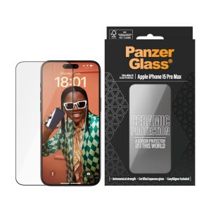 PanzerGlass Ceramic Protection for iPhone 15 Pro Max | Ultra-Wide Fit mit EasyAligner