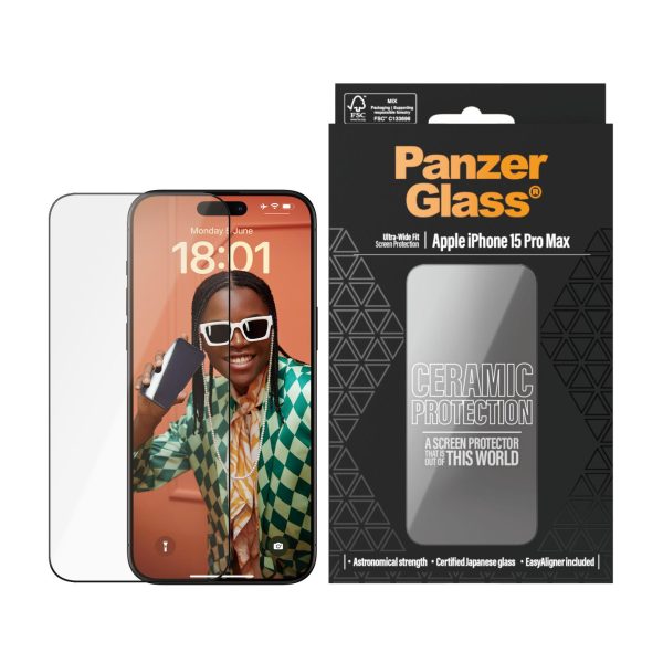 PanzerGlass Ceramic Protection for iPhone 15 Pro Max | Ultra-Wide Fit mit EasyAligner