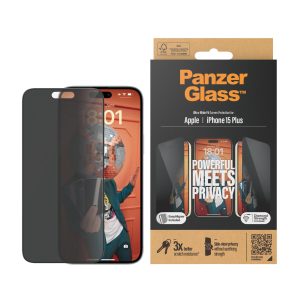 PanzerGlass Privacy Screen Protector iPhone 15 Plus | Ultra-Wide Fit w. EasyAligner (2811)