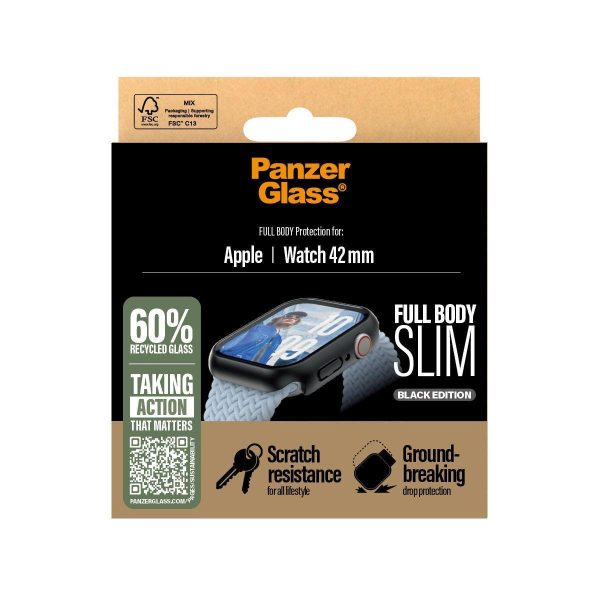 PanzerGlass Screen Protector Snappie Full Body Slim Black Apple Watch 10 42mm