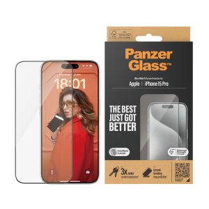 PanzerGlass iPhone 15 Pro Ultra-Wide Fit mit EasyAligner (2810) Schutzglas
